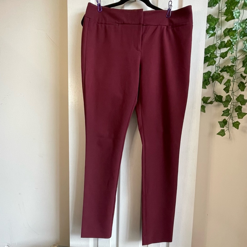 Maroon Burgundy Ann Taylor Mid-Rise Dress Pants Size 10